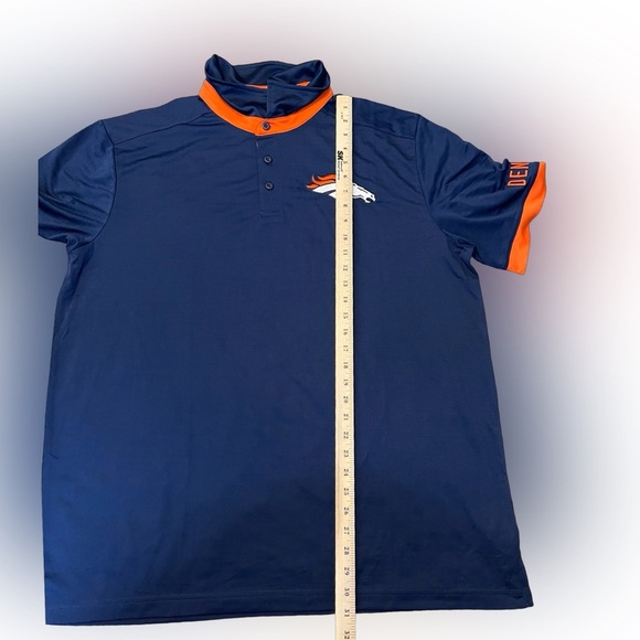 NFL Team apparel Denver Broncos sleeve large logo polo men size 2XL/ blue/orange - Picture 3 of 9